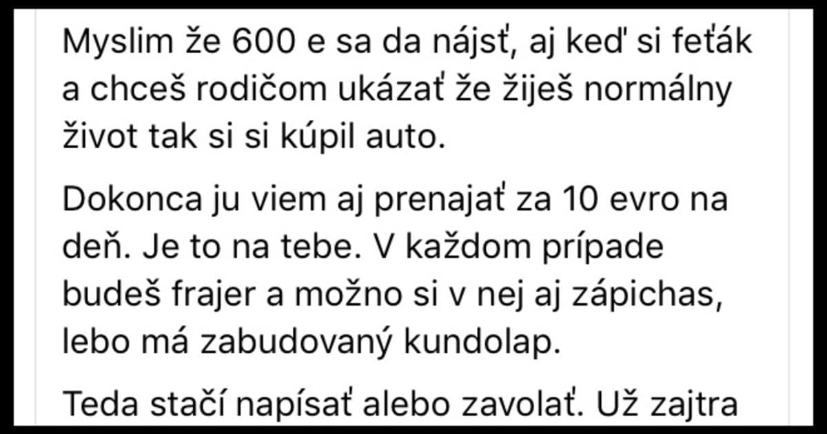 Inzerát, ktorý aktuálne baví celé Slovensko! (LEN PRE DOSPELÝCH)