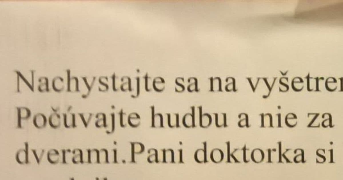 V Bardejove si doktorka vylepila na dvere takýto oznam