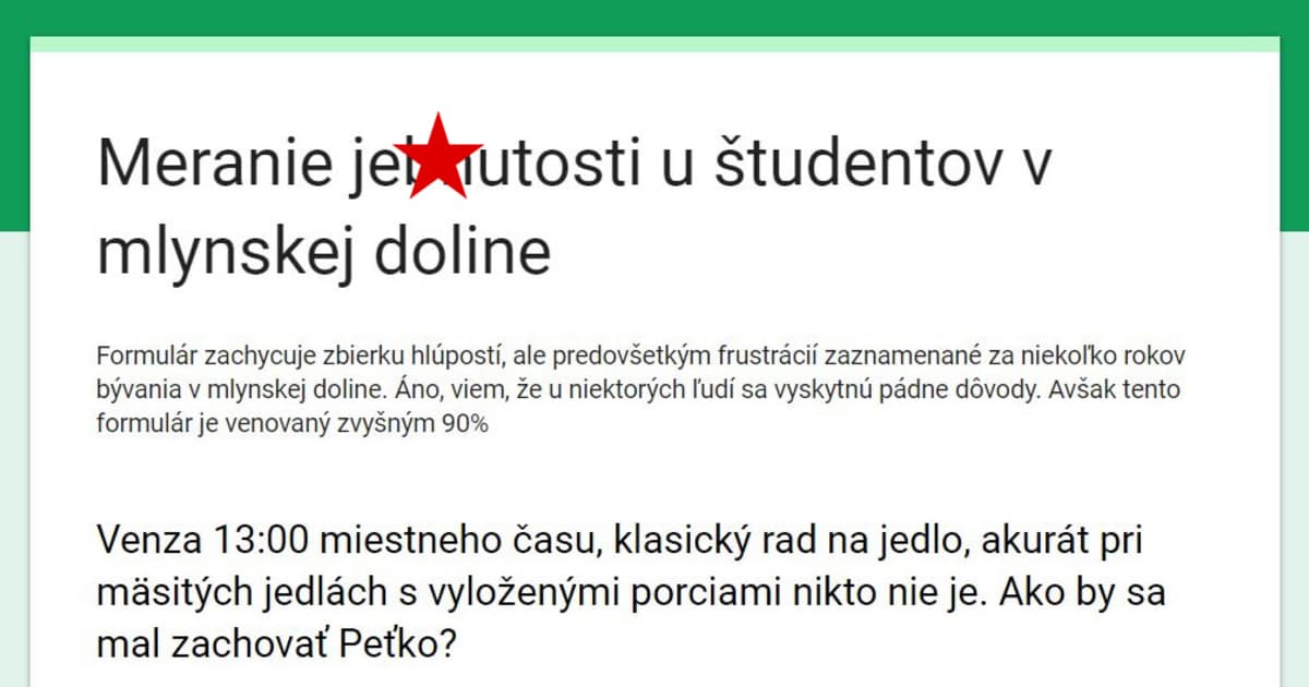 Petrov bizarný dotazník ovládol internet. Má zmerať „hlúposť“ študentov v Mlynskej doline