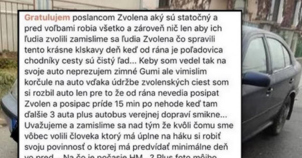 Sťažoval sa na cestárov vo Zvolene. Dostal odpoveď, akú určite nečakal!