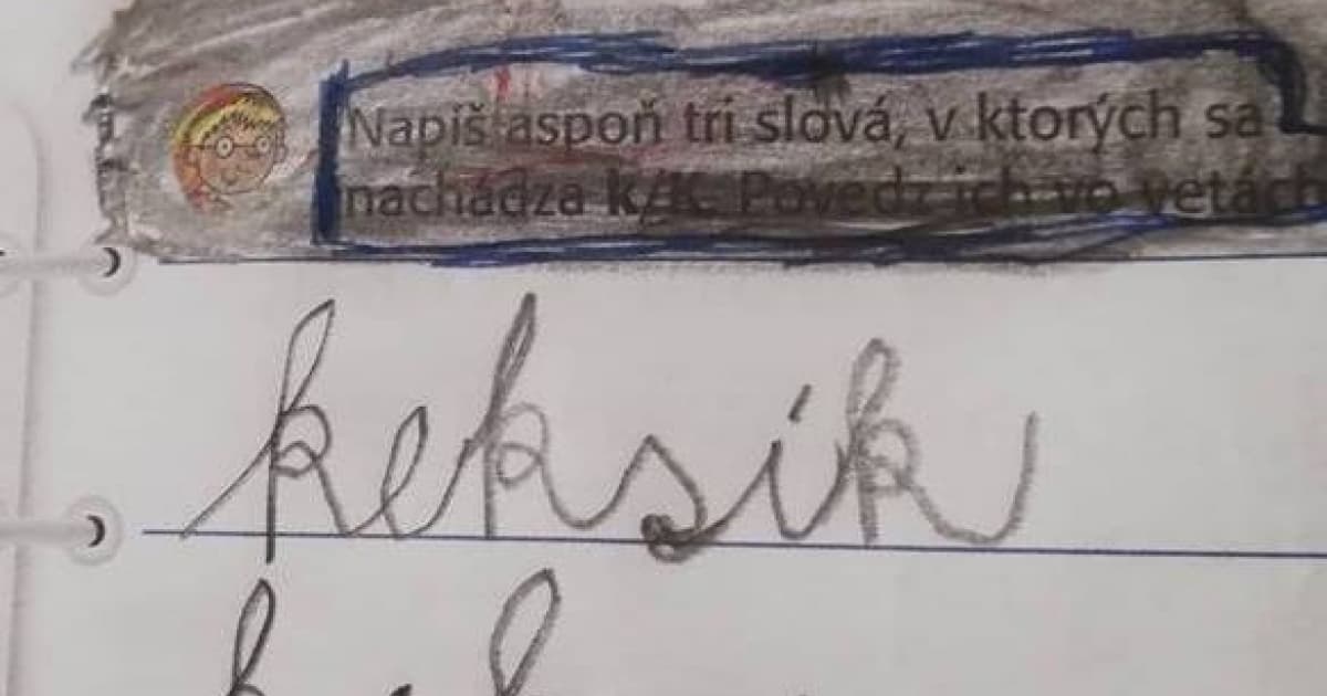 Mal napísať tri slová, v ktorých sa nachádza K. Jeho mama nám to musela poslať!