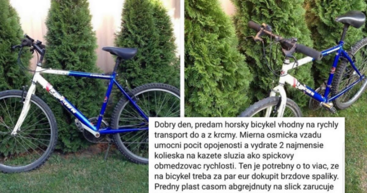 Ďalší inzerát, ktorý má ducha. Horský bicykel vhodný do krčmy!