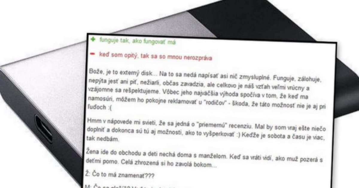 Najmilšia recenzia na externý disk, akú sme kedy videli