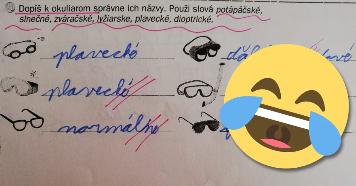 Druhák mal k okuliarom správne dopísať ich názvy. Čo odpoveď, to skvost!