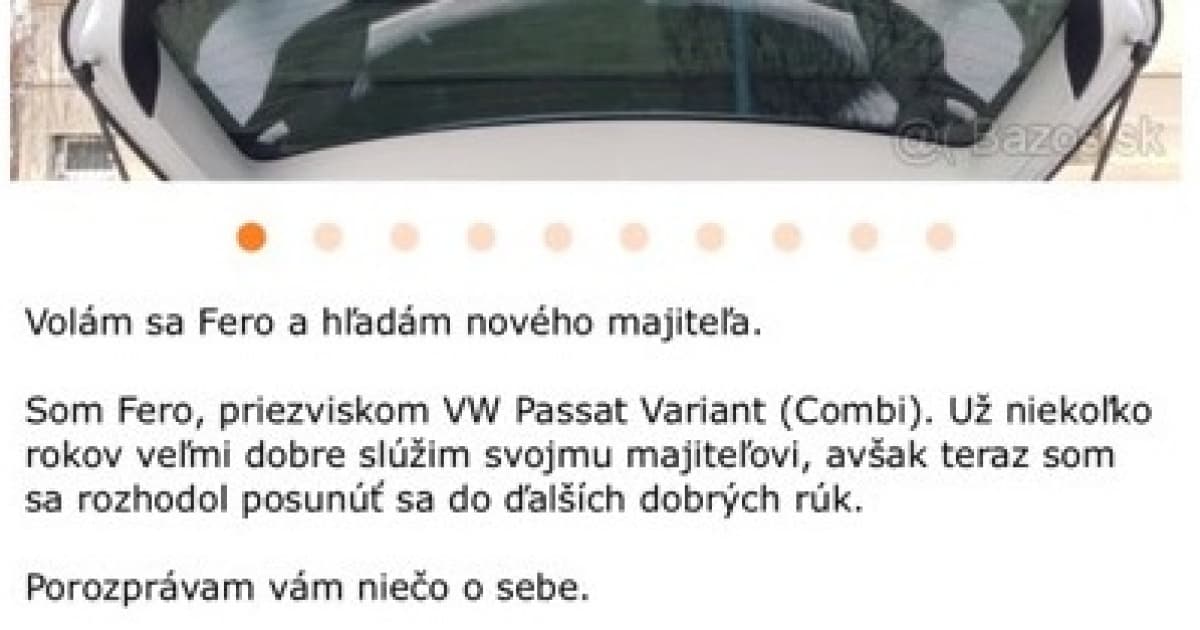 Miro predáva svoje auto - Fera. Napísal originálny, životopisný inzerát!