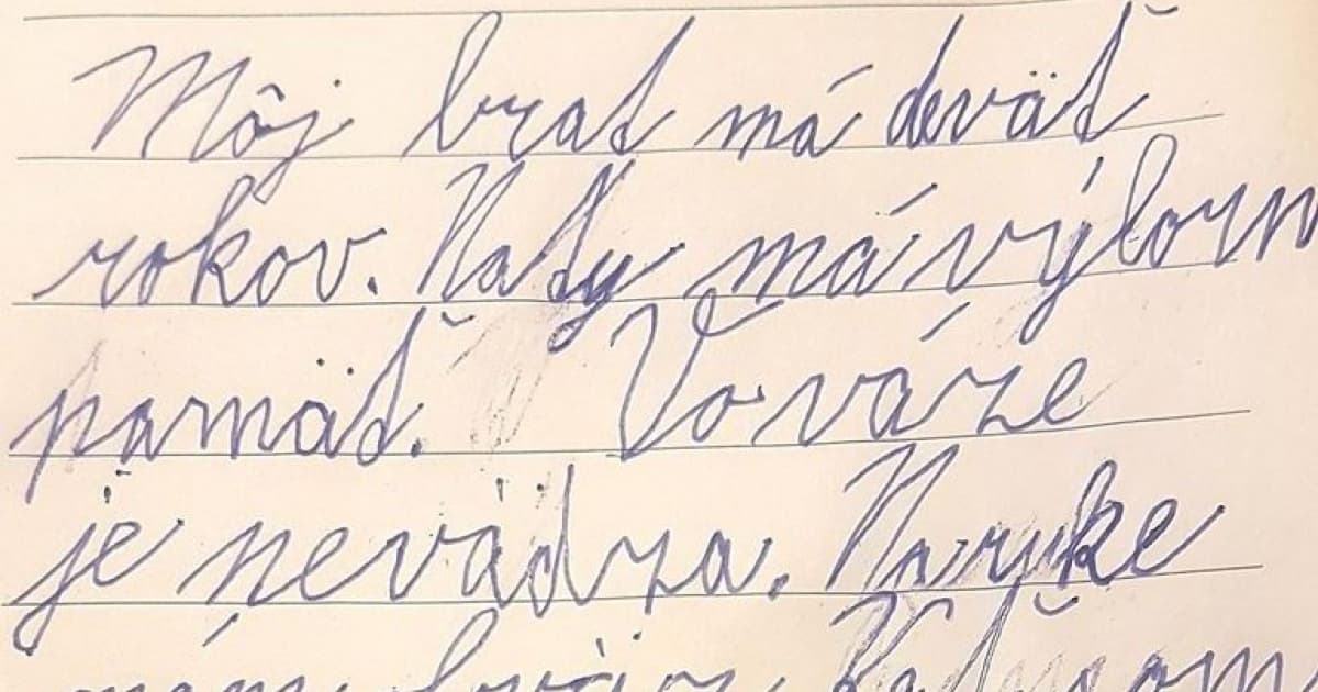 Domáca úloha prváčky. Mala vymyslieť vety, v ktorých budú slová s písmenom „Ä“