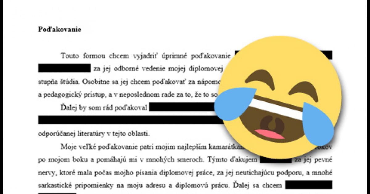 Mal napísať poďakovanie do diplomovky. Popustil uzdu fantázie a je hitom internetu
