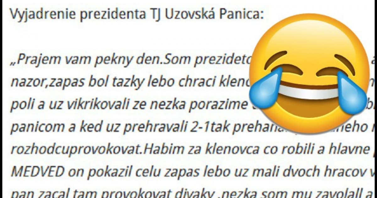 Vyjadrenie prezidenta klubu Uzovská Panica k zápasu proti Klenovcu. Určite pobaví!