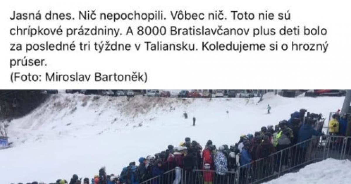 Internet ovládla fotka z Jasnej. Nezodpovední ľudia si opatrenia spojené s vírusom pomýlili s prázdninami