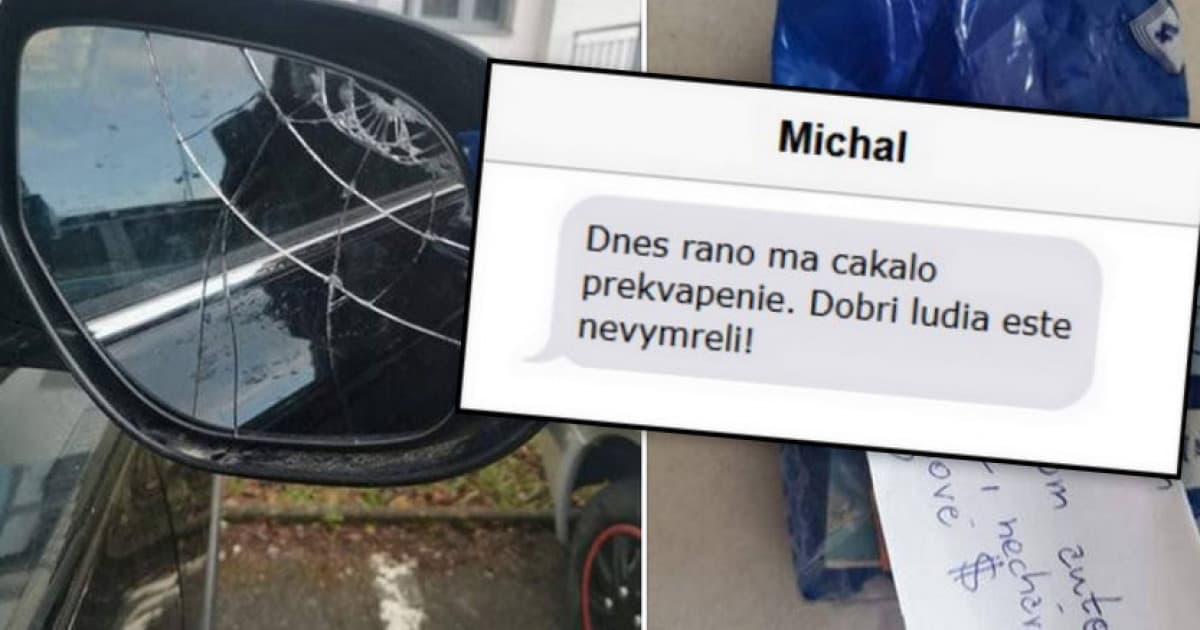 Michal si našiel rozbité zrkadlo na aute. Ale nebolo jeho. V ňom vreckovky s odkazom