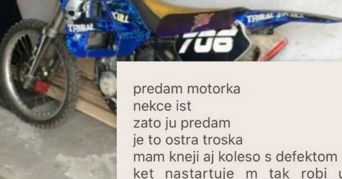 Chalanisko predáva motorku: „Nekce ist. Mam kneji aj koleso s defektom“