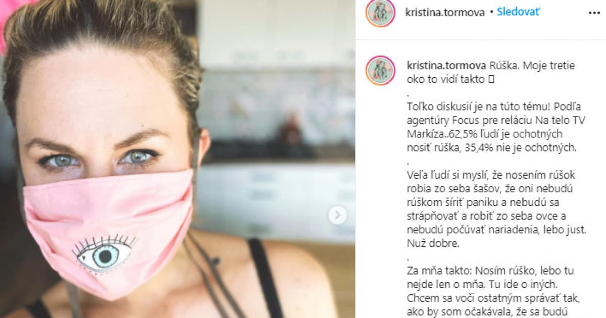 Kristína Tormová prehovorila do duše tým, ktorí nechcú nosiť rúško. Podnietil ju k tomu nedávny zážitok v taxíku